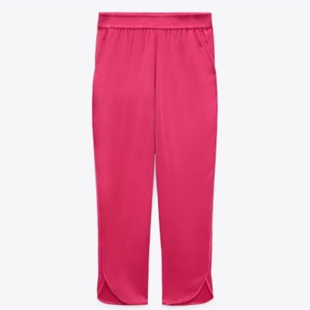 ZARA - WOMEN’S HOT PINK SATIN PANTS - SIZE XS - Picture 6 of 16